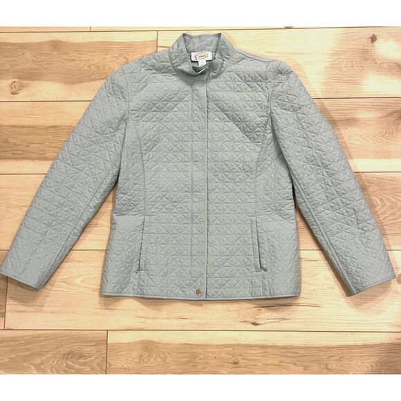 Talbots Petites 2P Lightweight Zip Quilted Riding Jacket Sea Foam Green Pockets - Picture 1 of 10